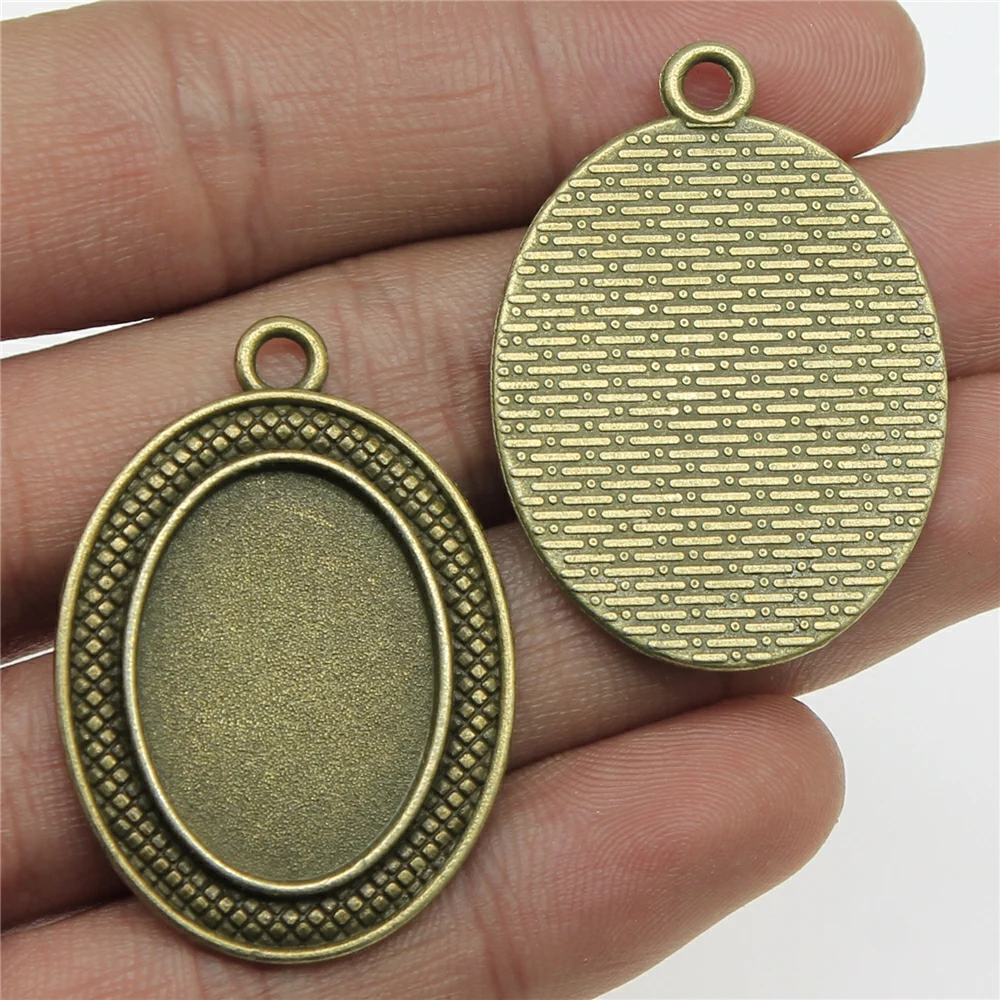 

Pendants for jewelry wholesale 18x25mm Oval simple style pendant base 4pcs