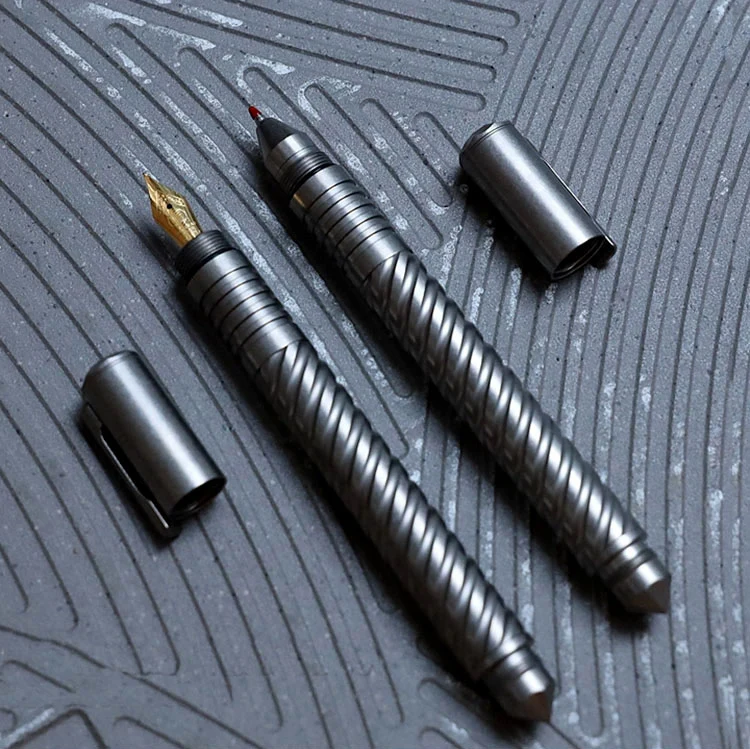 Тактическая ручка из титанового сплава 2 в 1 сменная шариковая и перьевая