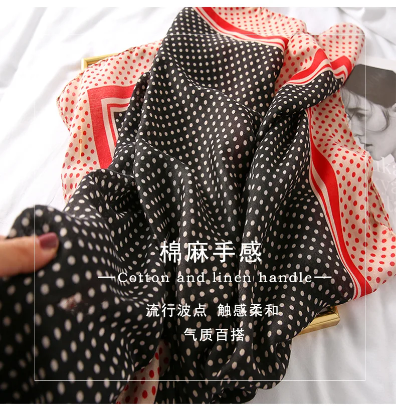 

2020 Classic silk scarves autumn winter New style lady fashion beach Colour matching foulard shawl women Dot print cotton scarf