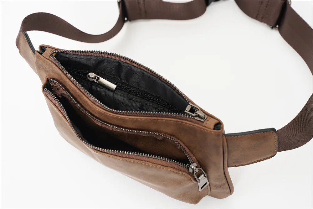 

Nubuck Leather Chest Waist Bag for Men Fanny Pack Fashion Shoulder Crossbody Bag Men's Chest Purses Travel Outdoor Phone Holder