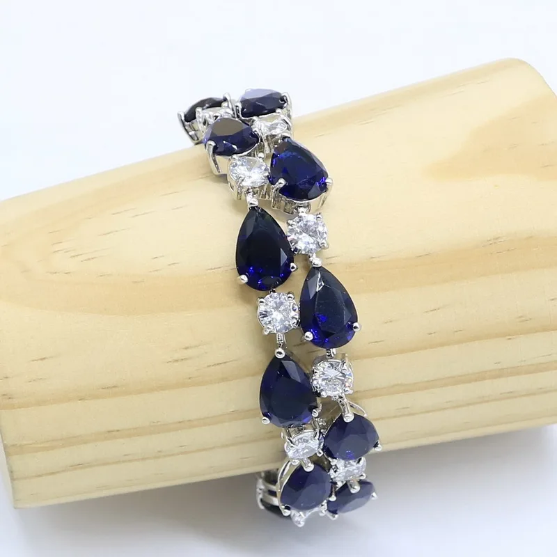 Набор украшений для женщин серебряного цвета Королевского синего