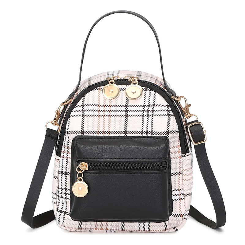 

Mini Backpack Women Crossbody Bag For Teenage Girl Plaid Women Shoulder Purse School Bag Korean Style New Trendy Bagpack Female