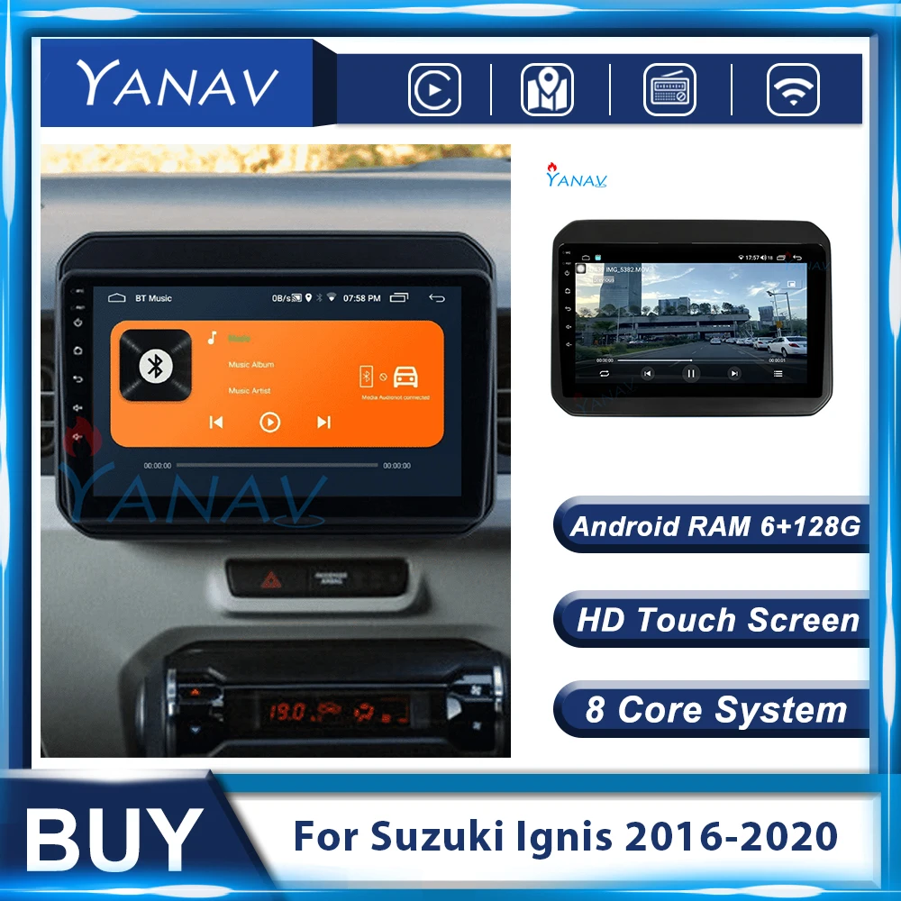 

128G Android мультимедийный плеер GPS навигация автомобильное радио для Suzuki Ignis 2016-2020 авто стерео приемник видео сенсорный экран