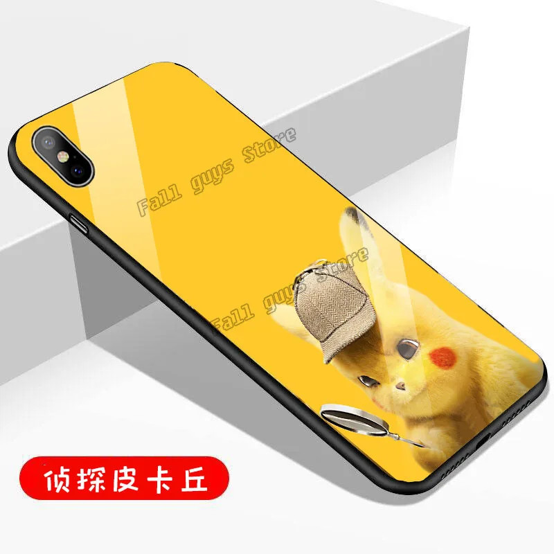 Pokemon Glass Phone Case for Oppo R15X R17pro RENO R11 R9 IPhone X Xs Xr 11 6 6s Plus Pikachu Fat Ding TPU+PC Phones Cases |