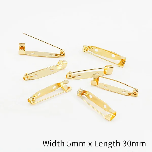 Gold 5x30mm 50 шт./Партия 15 20 25 30 35 мм золото/серебро/бронзовая брошь зажим базовые булавки безопасные булавки брошь настройки базы для украшений ручной работы Изготовление ювелирных изделий - Цвет: Gold 5x30mm