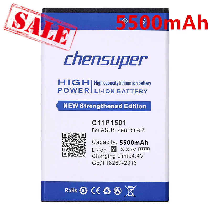 100% Оригинальный аккумулятор chensuper 5500 мАч C11P1501 для Asus Zenfone 2 Laser 5 ZE601KL Selfie ZD551KL ZE550KL