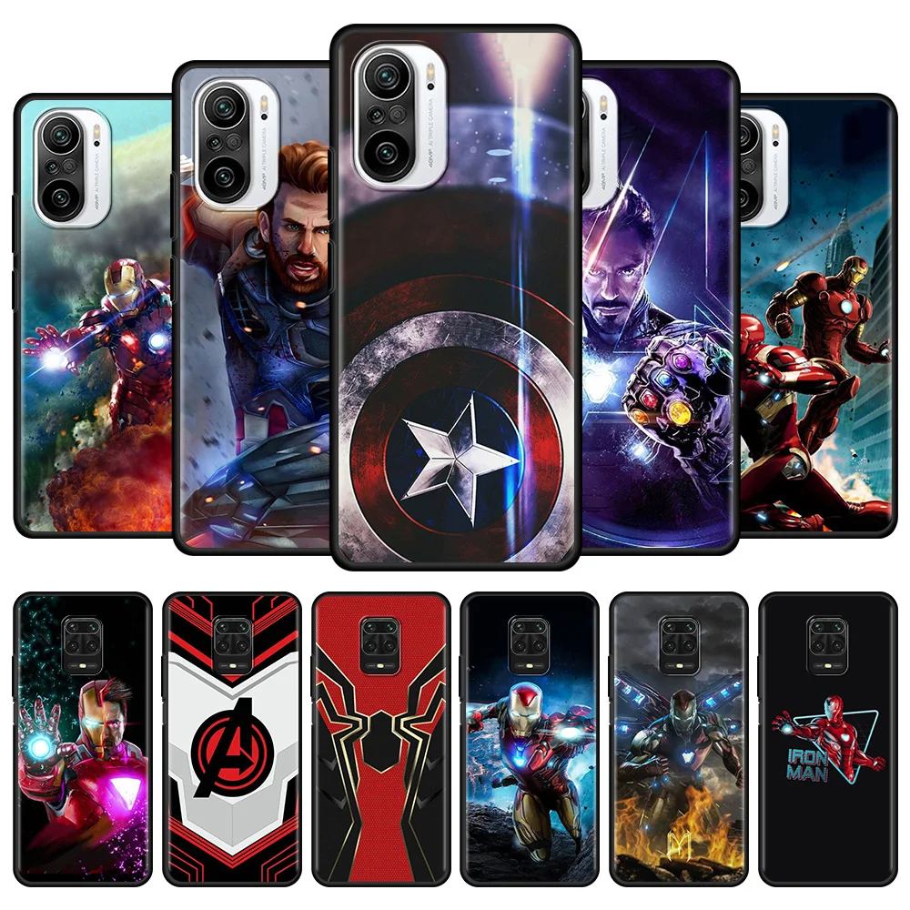

Iron Man Marvel Avengers Black Phone Case For Xiaomi Redmi Note 10 9 8 Pro 10Lite 9T 9S 8T 7 for redmi 9 9C 9A 9T 8 8A 7 Coque