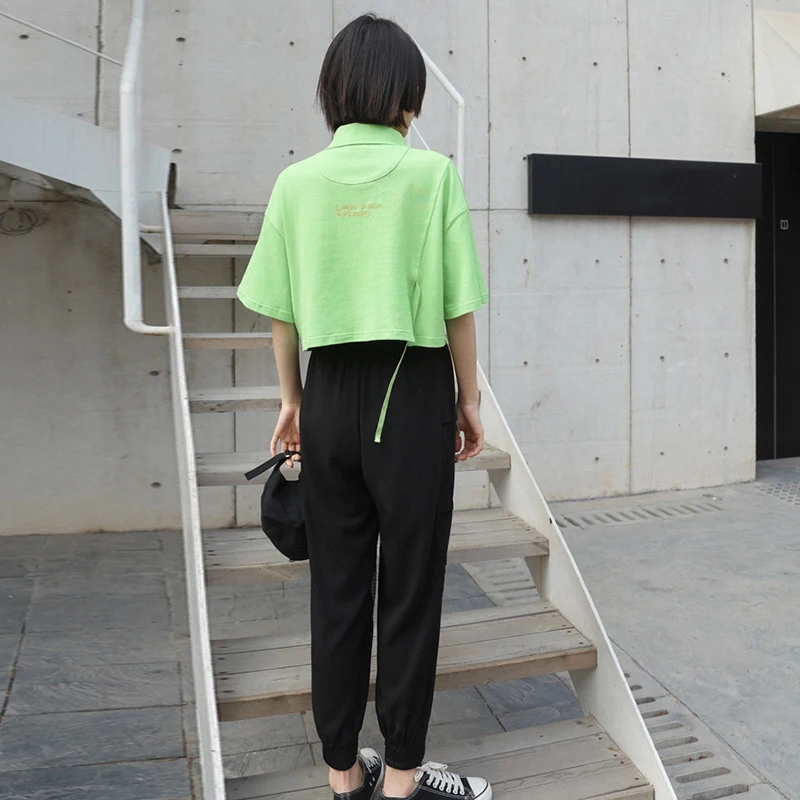 

SHENGPALAE High Waist Black Mesh Hollow Out Irregular Trousers New Loose Fit Pants Women Fashion Tide Spring Autumn 2021 1DD5871