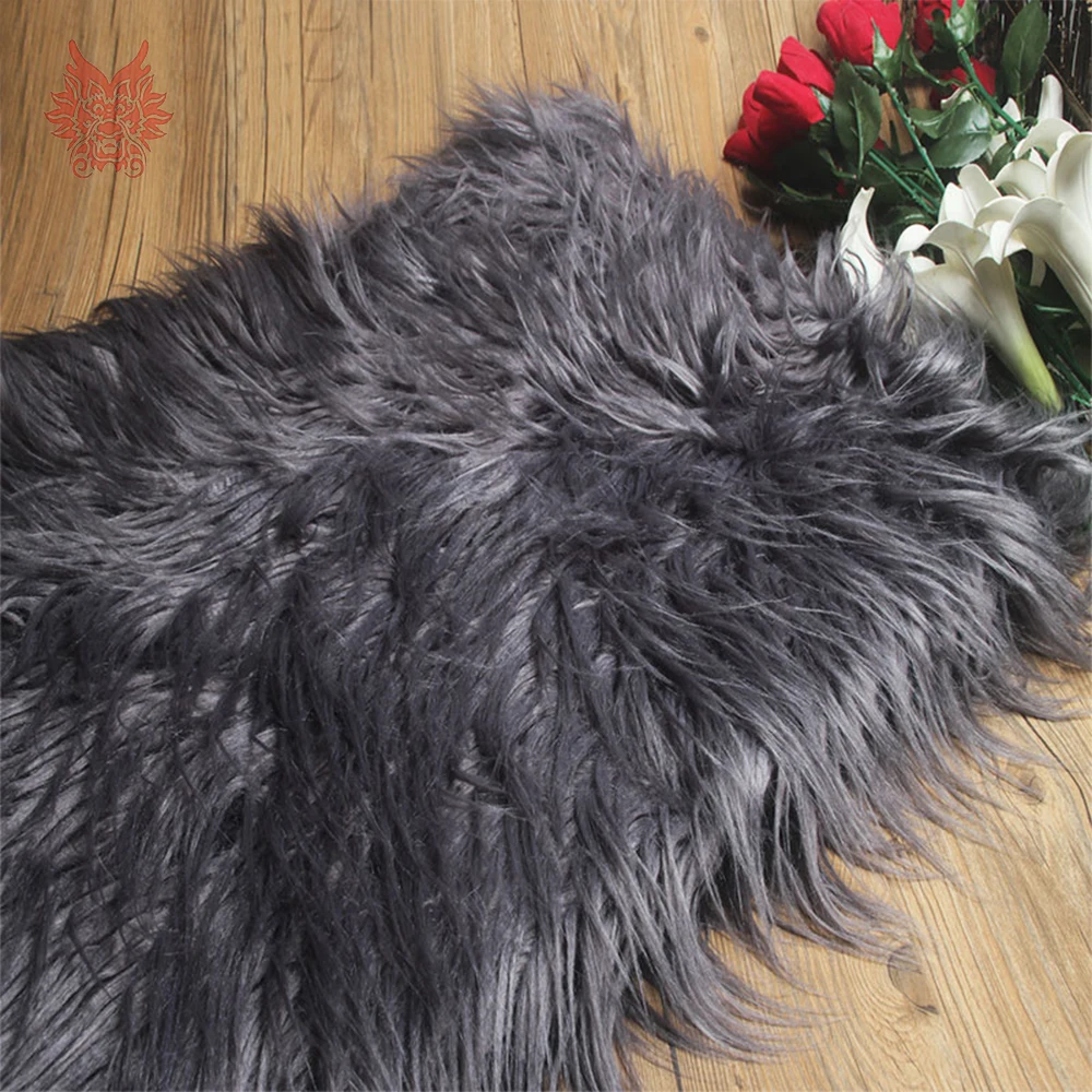 Dark grey per pic Разноцветная однотонная 7 см с длинным ворсом пушистая ткань из искусственного тибетского овечьего меха для новорожденных реквизит для фотосессии SP5301 - Цвет: Dark grey per pic
