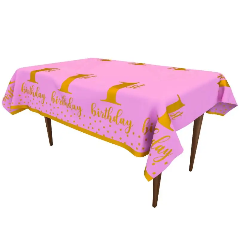 

Baby Shower Disposable Girl Pink Party Tableware 1st Birthday Party Decoration Kids Happy Birthday party decoration tableware