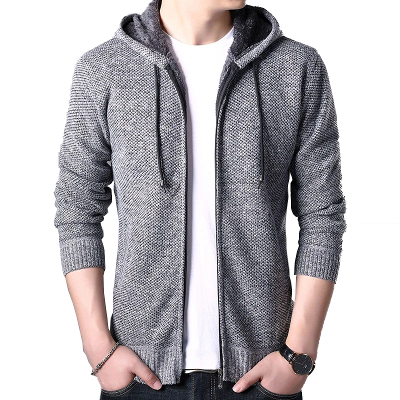 Кардиган мужской однотонный на флисе осень/зиму облегающий теплый M-3XL