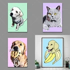 Портрет для домашних животных Печать на стене художественная работа графика собака кошка щенок котенок подарок Современный домашний декор плакаты модульные картины на холсте