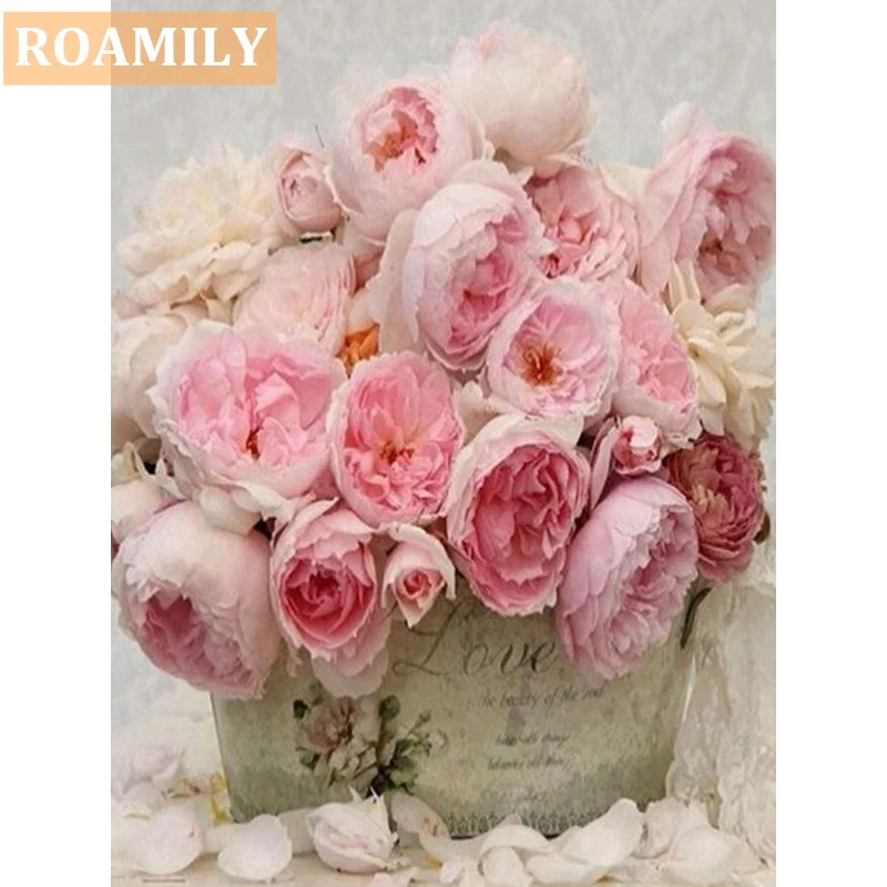 Алмазная вышивка пионы цветок розовая роза полный квадратный/круглый дрель с