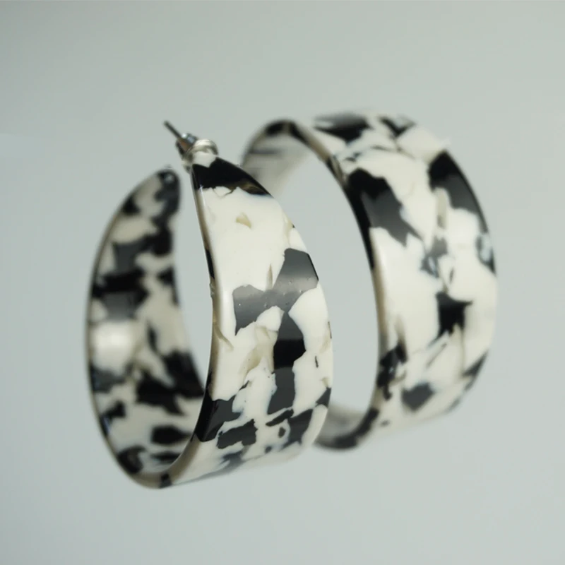 Cpop модные большие серьги кольца для женщин красные зеленые черные акриловые