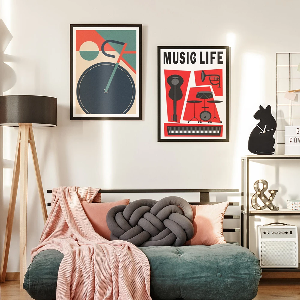 Винтажный музыкальный постер велосипедная живопись на холсте Bauhaus Настенная