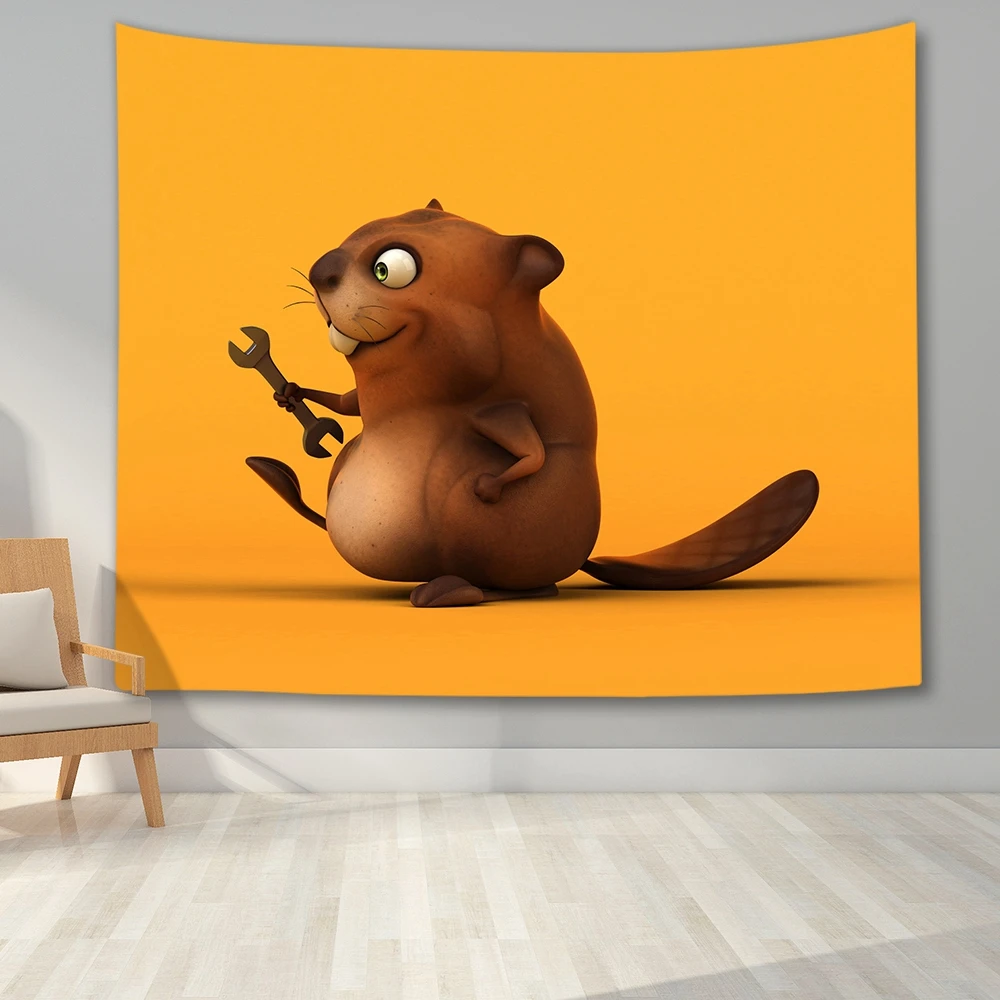 Гобелен из полиэфирной ткани с изображением животных мультфильма Бобр Настенный