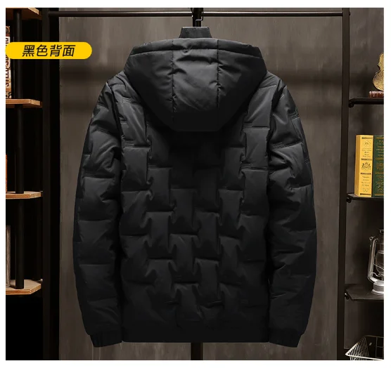

Men Jacket Winter Jacket Men Warm Solid Color Slim Fit Thick Coat Casual Zipper Hooded Cotton Jacket Outerwear Parka