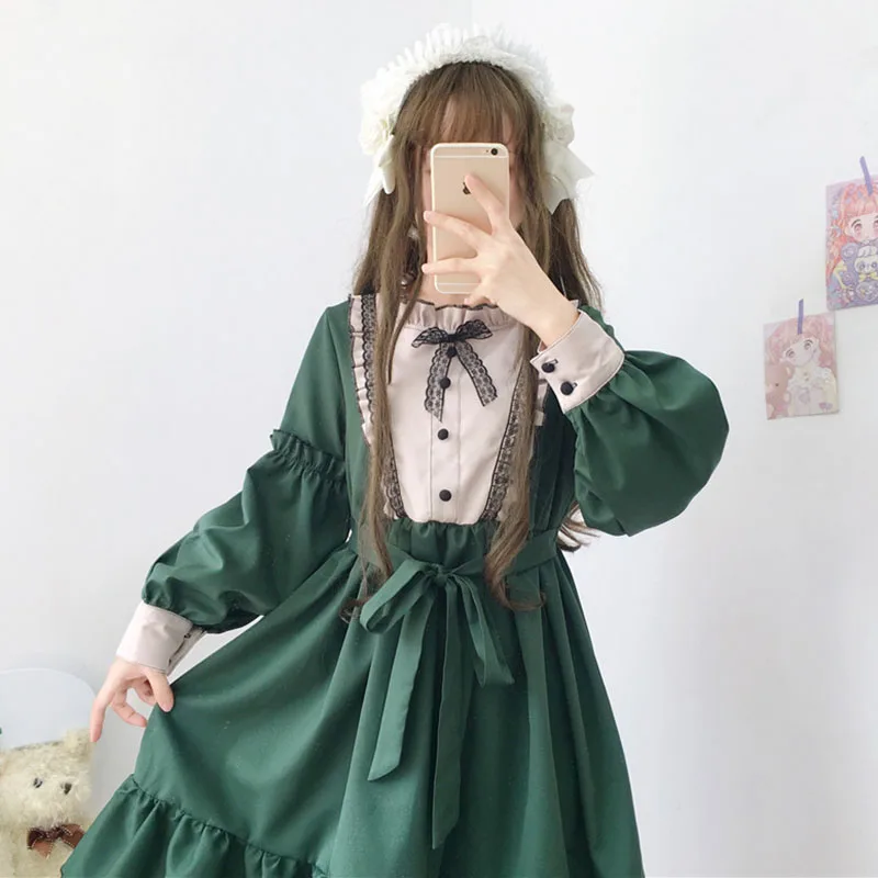 

Lolita dress Sweet College School Cute Girls Lolita Maid clothes Lolita Anime Cosplay Costume For Women Tea dress Cocktail dress