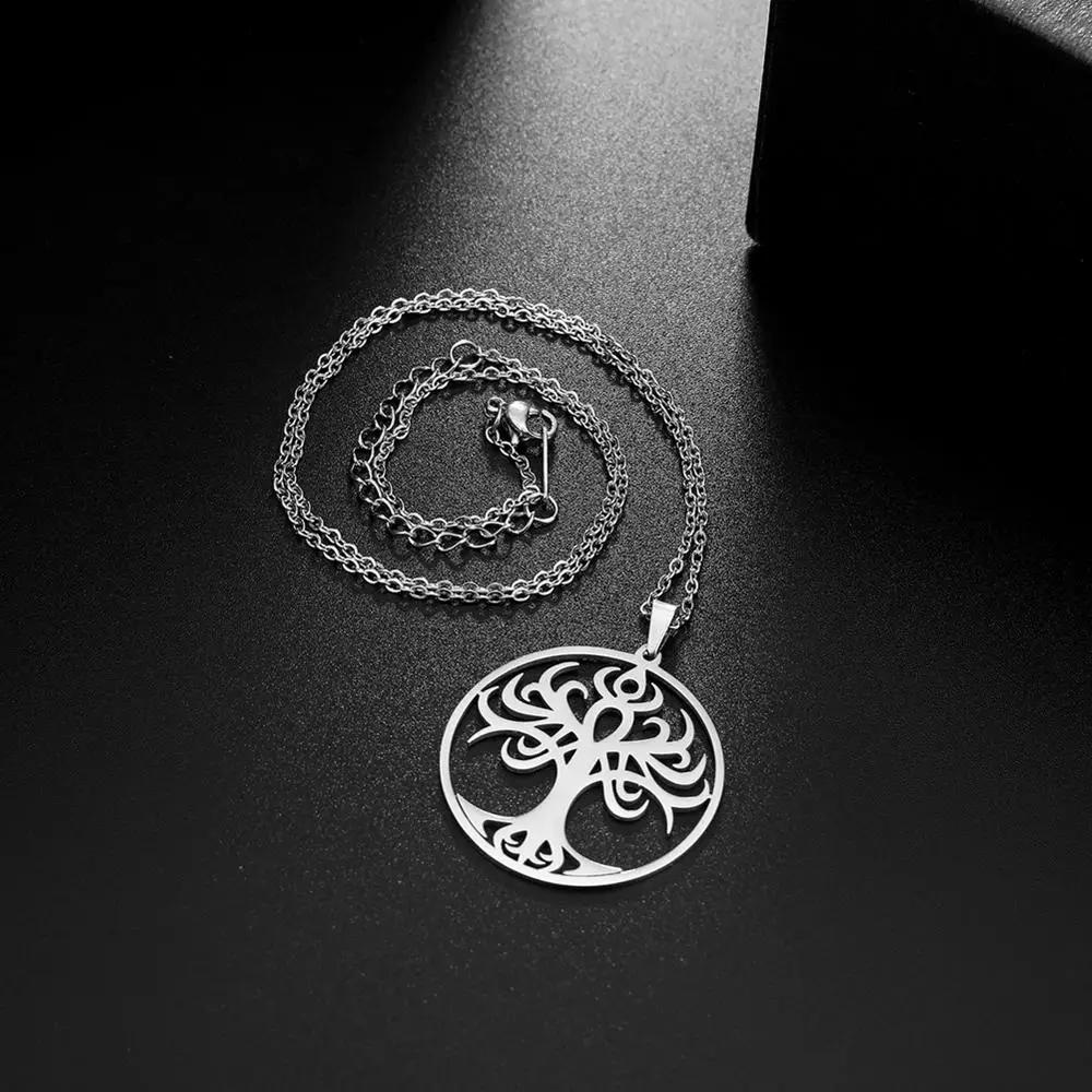 Женское ожерелье с подвеской LIKGREAT Tree of Life круглая цепочка из нержавеющей стали