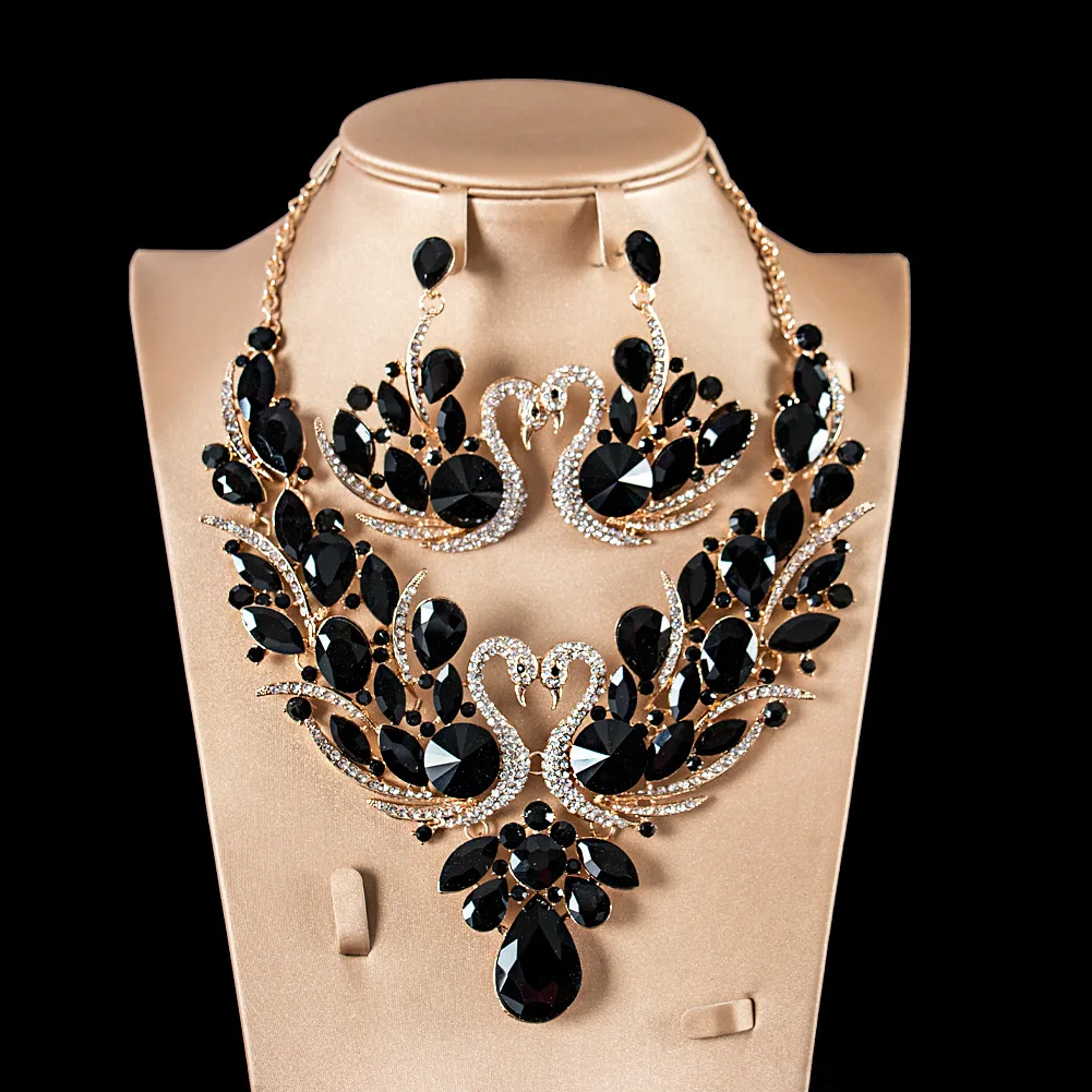 Роскошный золотой сет Дубай ювелирные наборы для женщин большой ожерелье серьги