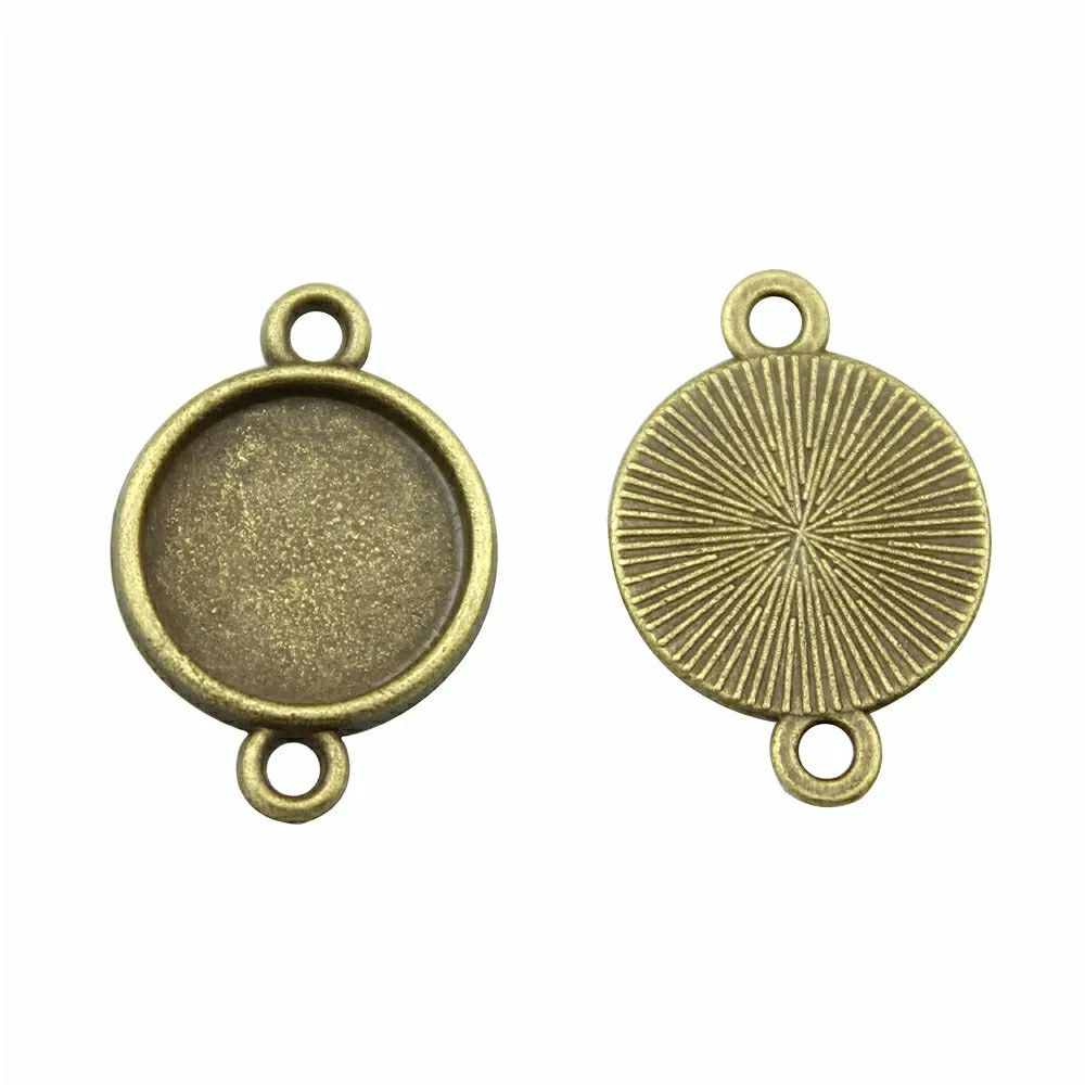 

10 Pieces 12mm Round Double Hole Glass Cabochon Base Setting Pendant Tray For Jewelry Diy Making