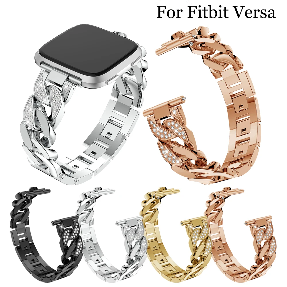 

Bling Diamond watch Band For Fitbit Versa Stainless Steel Strap women Wrist Bracelet for fitbit lite/verse 2 Band Accessories