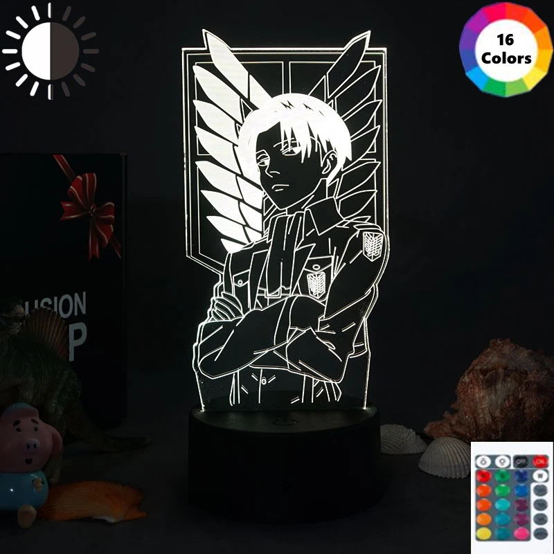 

27 Patterns Attack on Titan Anime Lamp Manga Figure Attaque Des Titan Hange Zoe Shingeki No Kyojin Armin Arlert Gift Night Light