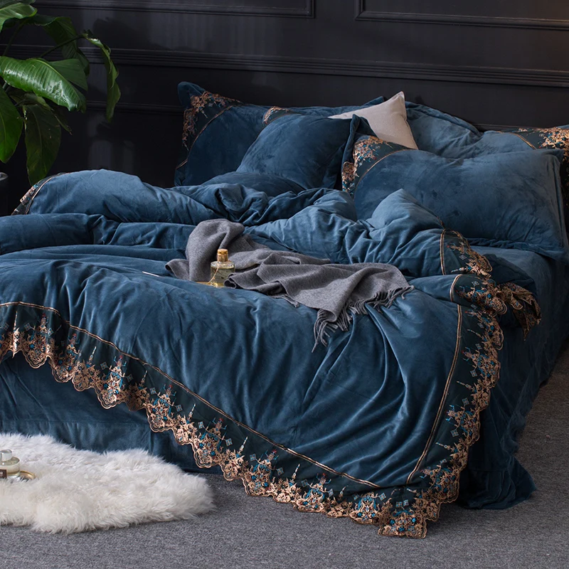 Кровать юбка кристалл бархат 4 шт коралловый покрывало утолщенная фланелевая