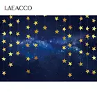 Laeacco этап Фоны для фотографии струны с аппликацией в виде Золотой Звезды с блестящими звездочками на Звездное вечерние Декор узор фото фон для фото студии