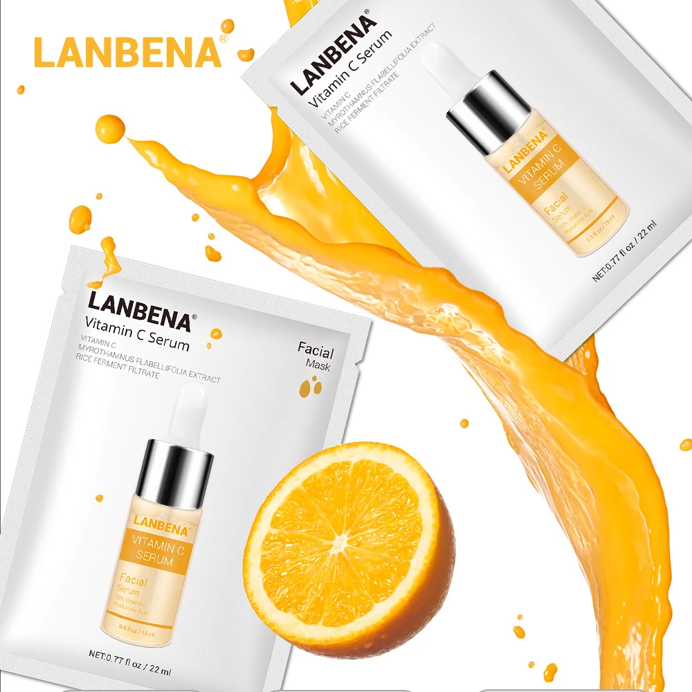 Сыворотка для лица с витамином C от LANBENA отбеливающая Антивозрастная листовая