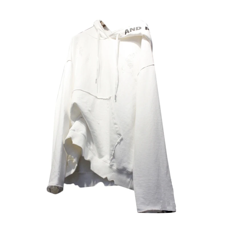 

Qiu dong han edition of a new hole in pure color long sleeve sets loose hooded fleece in long coat