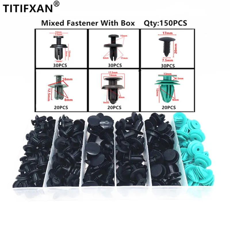 150 шт. 6 моделей автомобильных пластиковых заклепок для дверей и крыльев|Клипсы