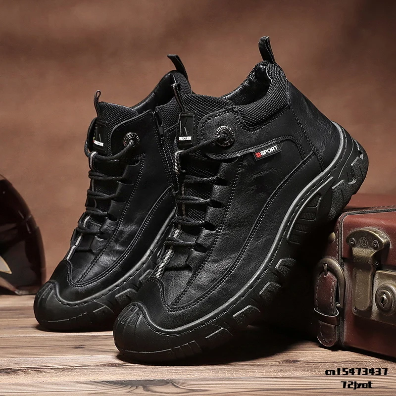

Men's Boots Spring and Autumn Breathable Motorcycle Boots British Style All-match Men's Boots Tooling Shoes Men