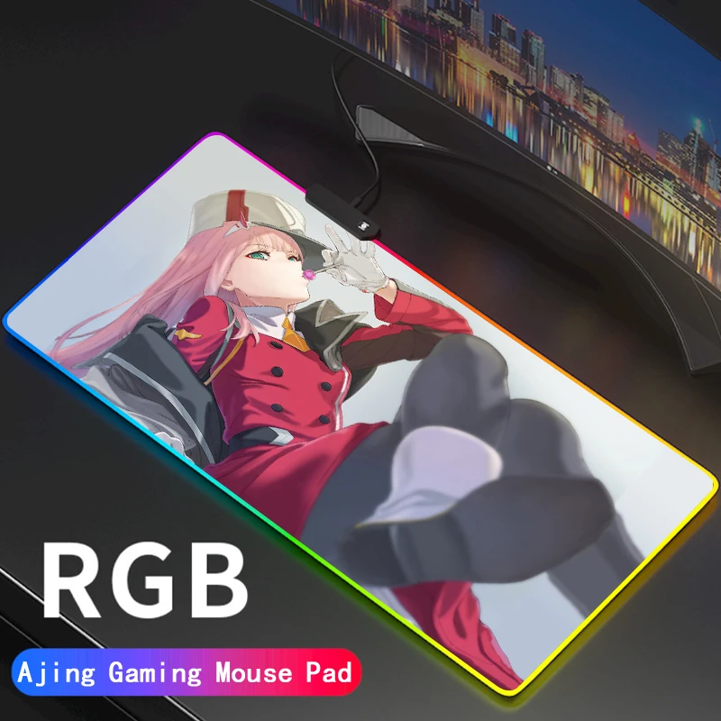 

Anime Darling In The Franxx RGB Zero Two Gamer Computer Mousepad LED Backlit Mause Large Mausepad XXL For Mouse Pad Mice Mat