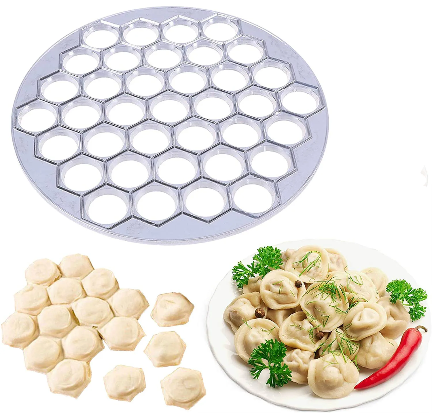 

37 Holes Aluminum Dumpling Mold Ravioli Maker Russian Pelmeni Maker Dumpling Machine Ravioli Cutter Kitchen Cooking Tools