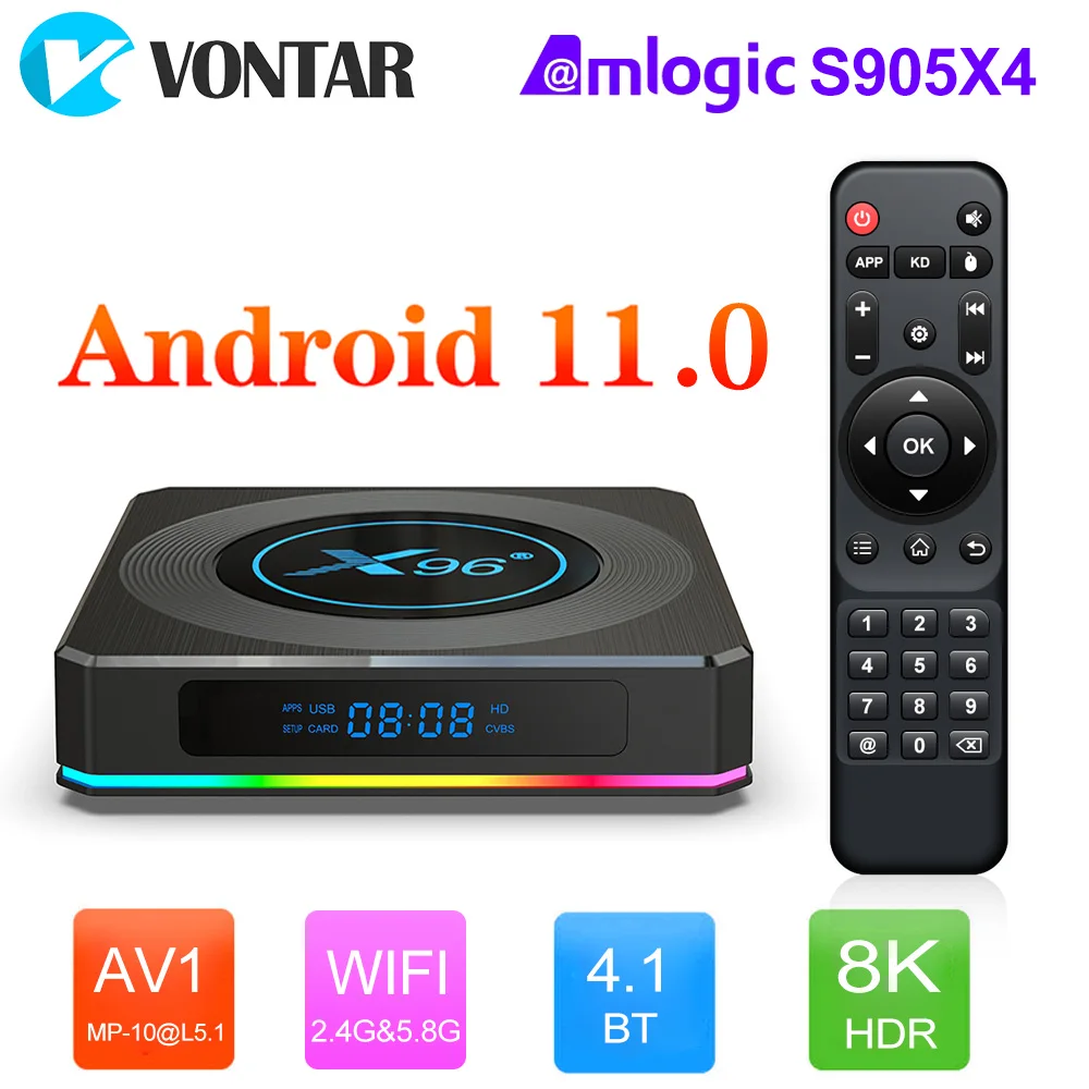 2022 Smart TV Box Android 11 X96 X4 Amlogic S905X4 4GB 64GB 32GB Wifi 8K Youtube BT Media Player X96X4 TVBOX Set top box
