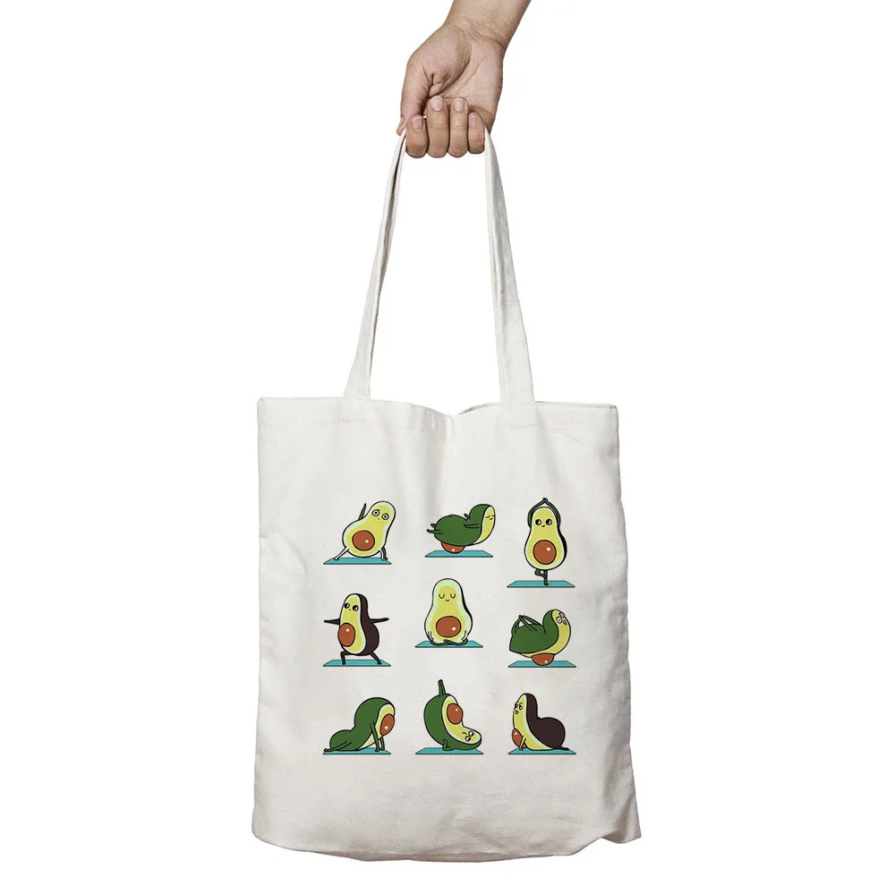 

Ladies travel shopping Bag Harajuku Cartoon Avocado Graphic Female Canvas Shoulder Bag Fashion Reusable Women Tote Shopper Bag