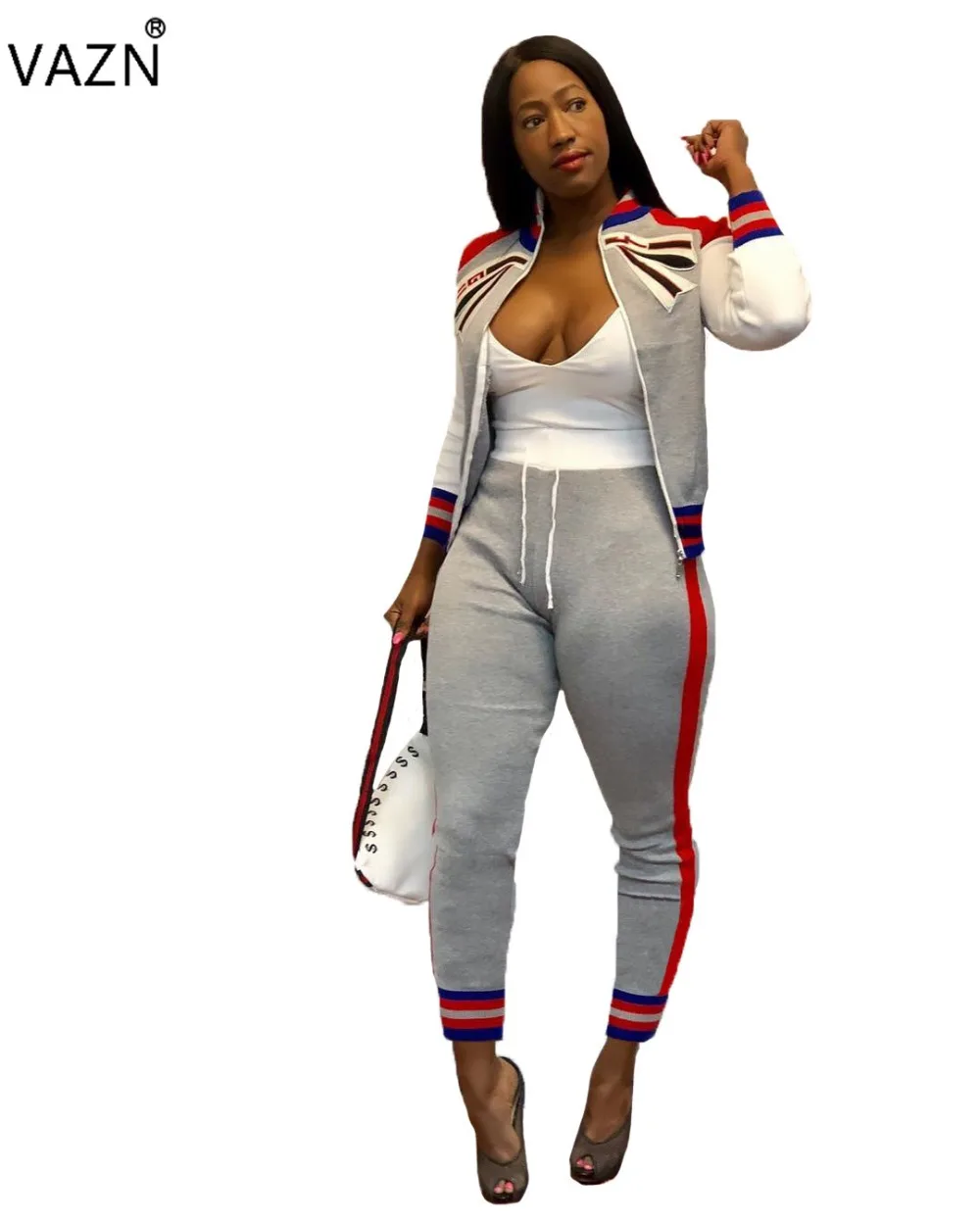 Женский спортивный костюм из двух предметов с длинным рукавом и надписью| |