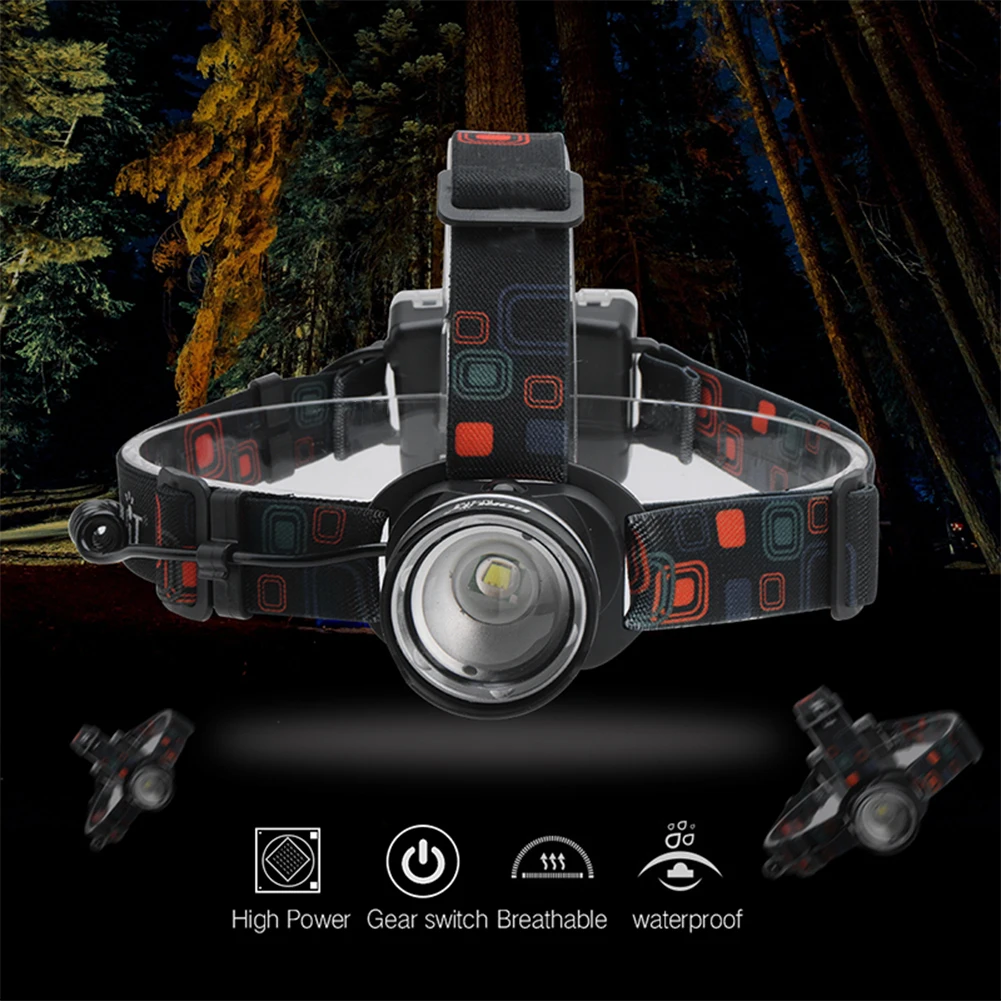 

LED Headlamp Zoomable Headlight Flashlight 3 Modes with White Light Waterproof Head Torch for Fishing Camping Hiking (Black)