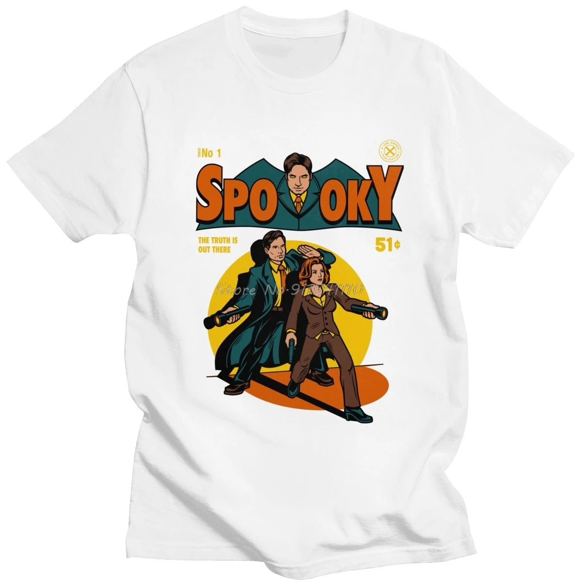 Мужская хлопковая футболка с коротким рукавом The X File рисунком комиксов из