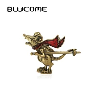 blucome enamel mouse scarf with crutch shape brooch corsage gold color retro animal brooches new years gifts bag decoration pin