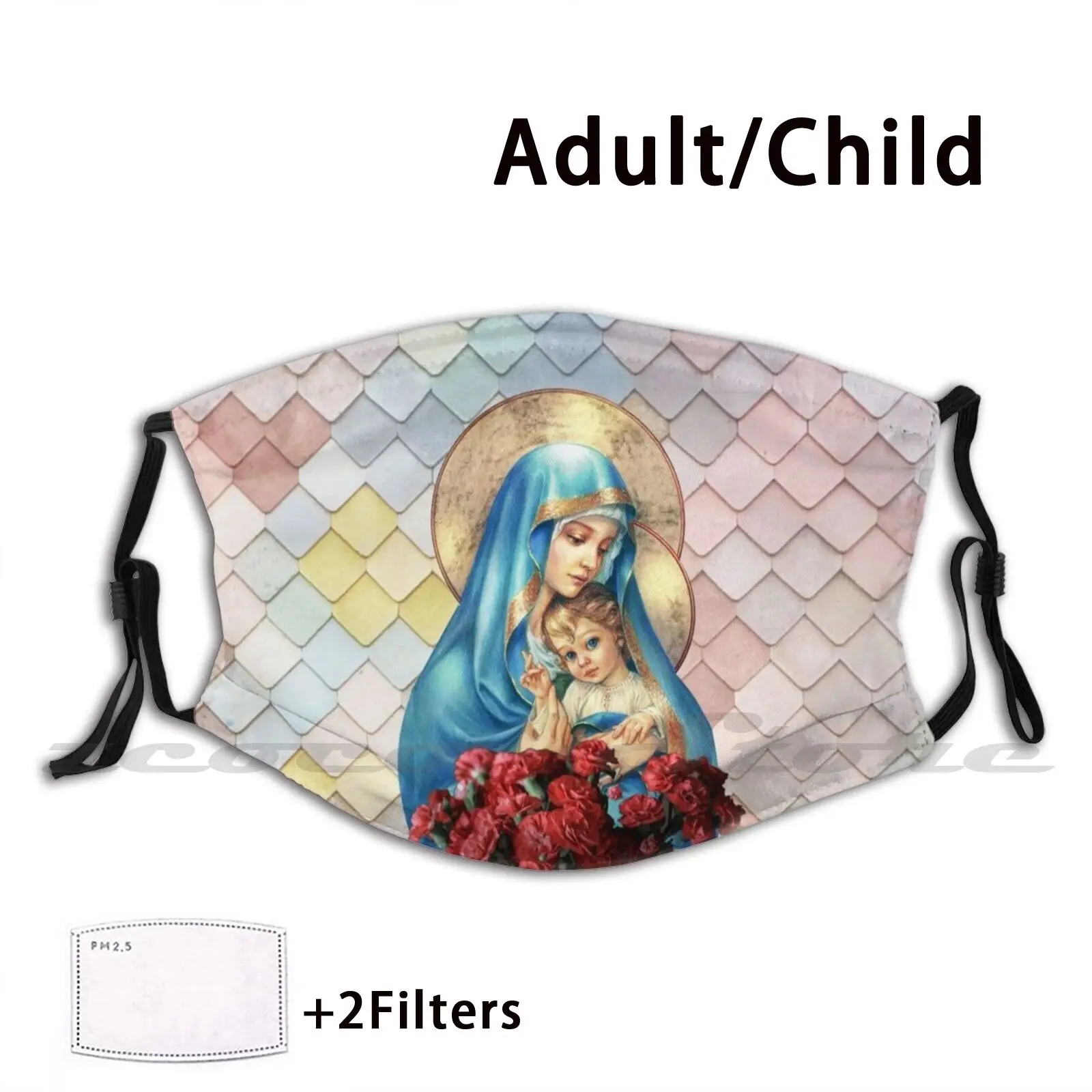 

Mary Mother Catholic Christmas Mask Cloth Reusable Print Filter Washable Catholic Mary Jesus Christian Mother God Our Lady
