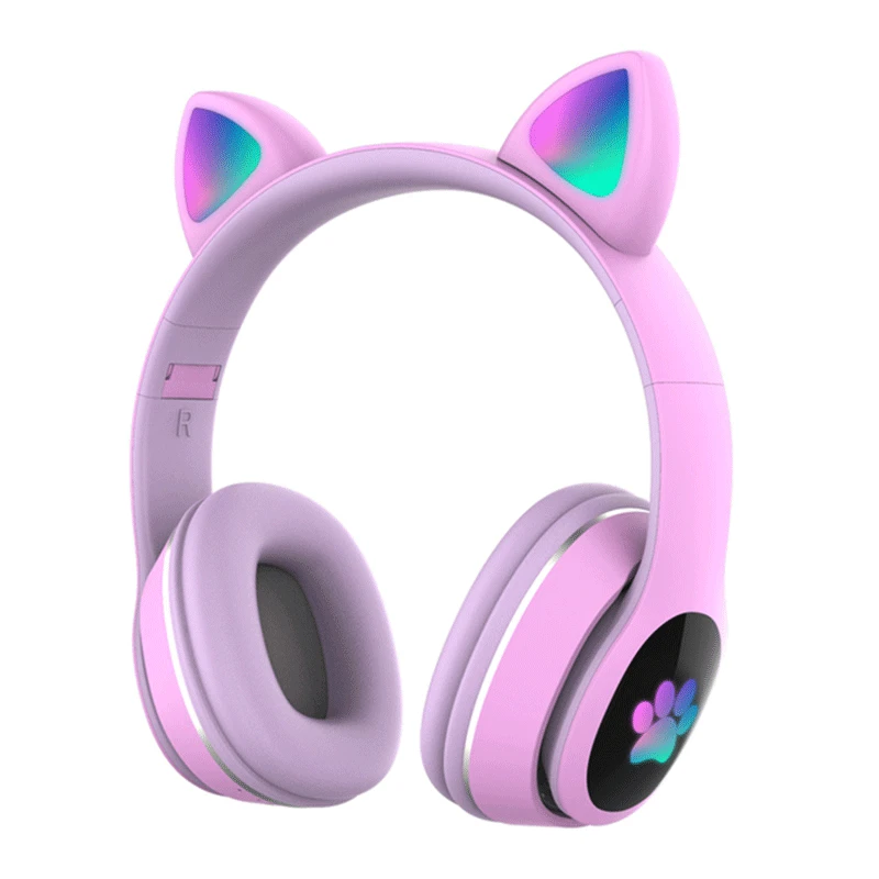 

Wireless Cat Ears Headphone Foldable Bluetooth 5.0 Headset with LED Flashing Support TF Card Stereo Music Girl Earphone Kid Gift