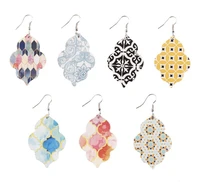 zwpon 2020 baroque design square pattern vegan leather drop earrings paisley printed pu leather drop earrings for woman jewelry