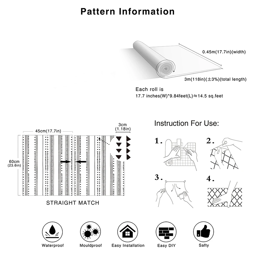 

Modern Triangle Peel And Stick Wallpaper Arrow Trellis Black White Vinyl Self Adhesive Wallpaper Bedroom Wall Home Decoration