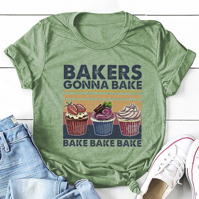 Женские футболки большого размера с принтом надписи Bakers Going Bake милые графическим