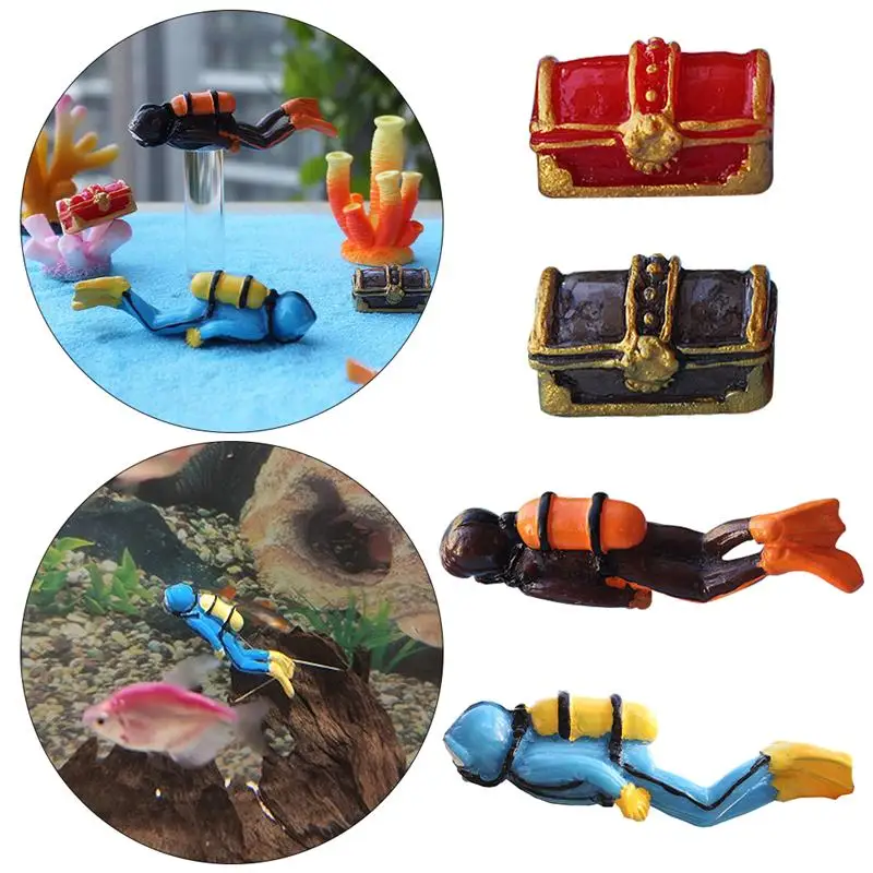 

Diver Treasure Chest Box Fish Tank Aquarium Decoration Aquariums Fish Tank Ornament Landscape Aquarium Accessories Ornaments