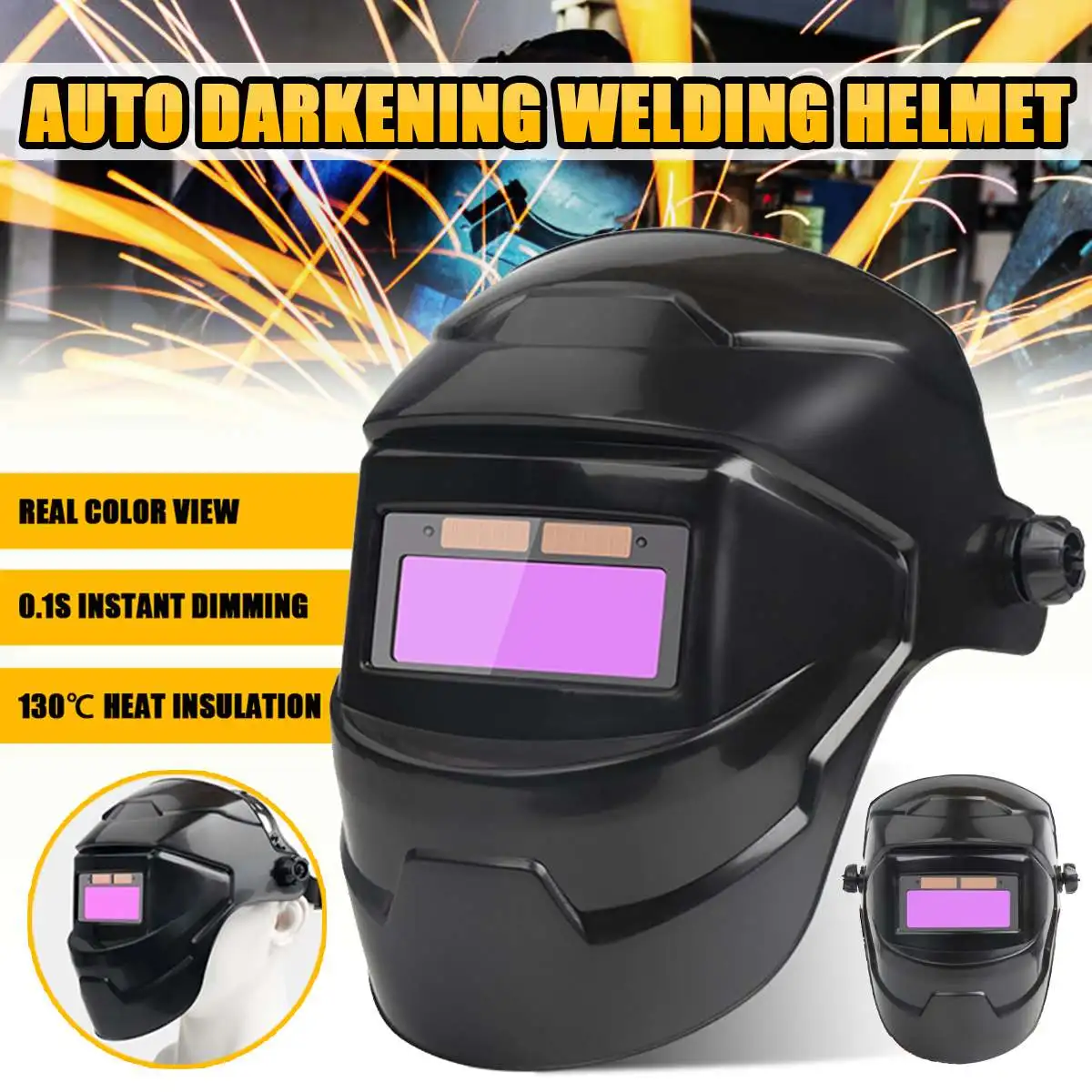 

Welding Helmet Solar Power Auto Darkening Large View True Color Welding Mask for Welder's Soldering TIG MIG Arc Weld Grind Cut
