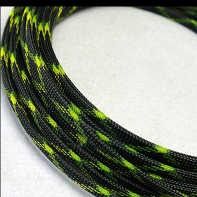 8-15 мм плетеный кабельный жгут проводов защита/оплетка (10 метров) черный и зеленый