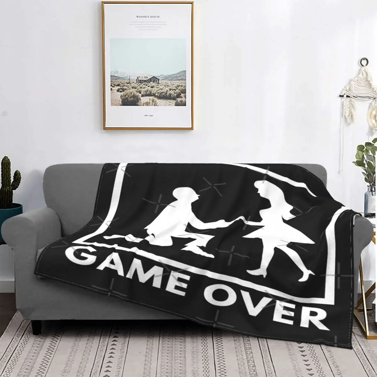 

Game Over-Manta de directida, colcha para cama a cuadros, manta para sofda, Manta double de lino y algodón